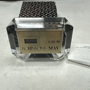 Vtg‎ RARE Quartz Plastic Desk Clock Advertising ROBINSONS-MAY 1-31-93 Untested
